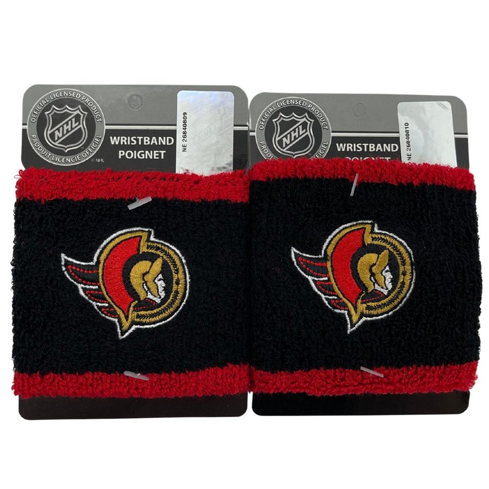 NHL | Unisex Ottawa Senators Wristbands | Black & White | 2 Pack | One Size